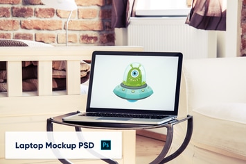 Laptop Mockup PSD in luxury interior