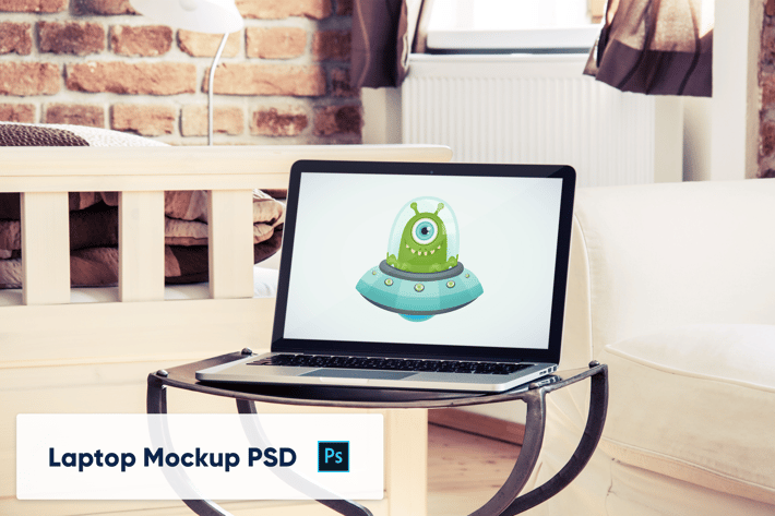 Laptop Mockup PSD in luxury interior