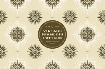 Seamless Vintage Nautical Wind Rose Pattern