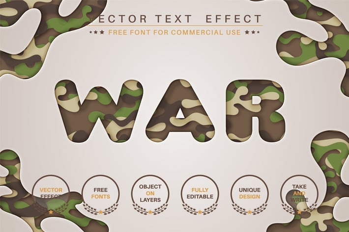 Military - editable text effect,  font style