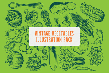 Vintage Vegetables Illustration Pack