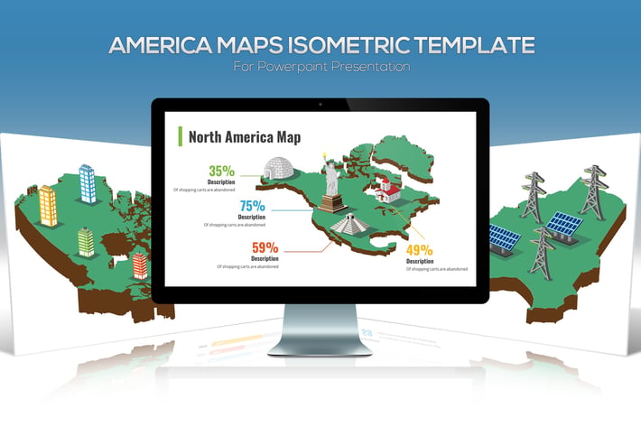 America Maps Isometric & Legends For Powerpoint