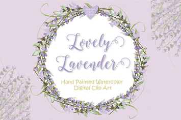 Watercolor lavender wreath design