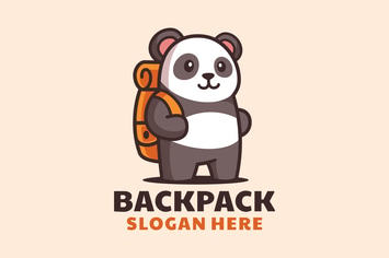 Cartoon Standing Panda with Backpack