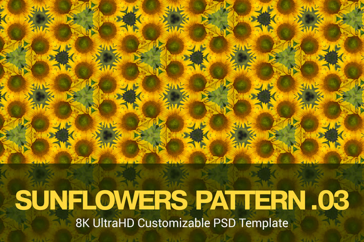8K UltraHD Seamless Sunflowers Pattern Background