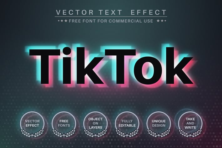 Tik tok - editable text effect,  font style 