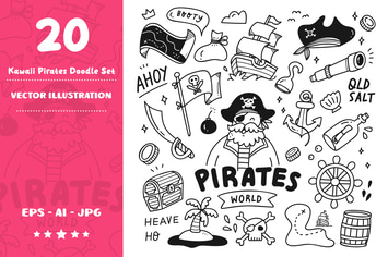 Kawaii Pirates Doodle Set