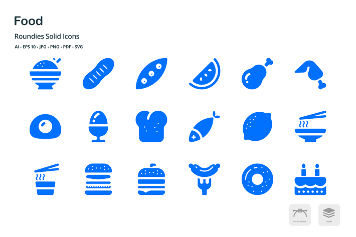 Foods and Beverages Roundies Solid Glyph Icons