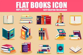 Flat Books Icons