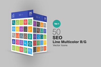 50 SEO Line Multicolor Icons