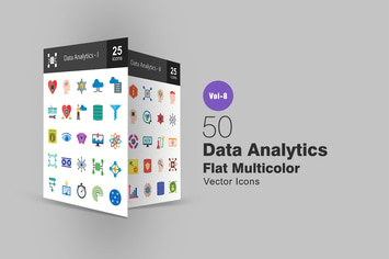 Data Analytics Flat Multicolor Icons