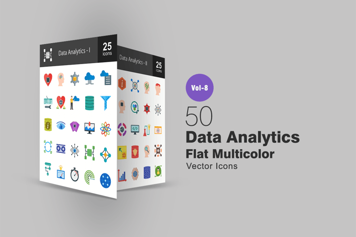 Data Analytics Flat Multicolor Icons