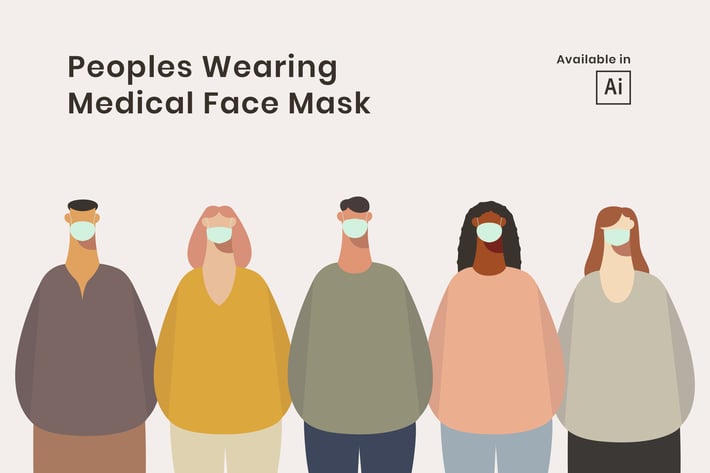 Peoples Wearing Medical Mask for Protection