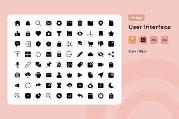 User Interface Glyph Style Icon Pack