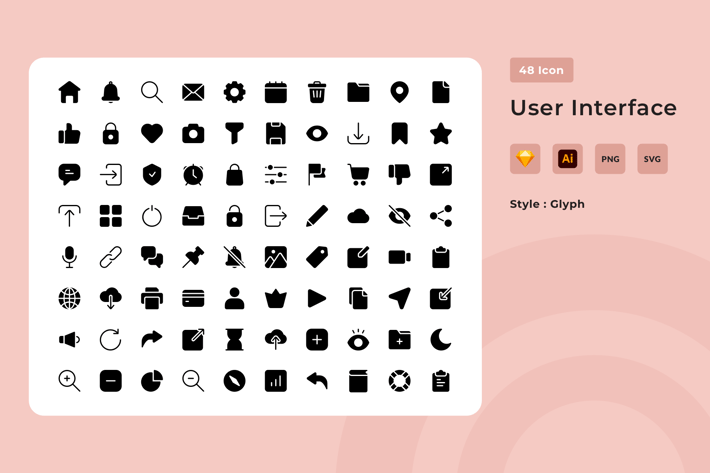 User Interface Glyph Style Icon Pack