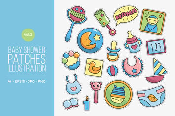Cute Baby Fashion Patches Vector Vol.2