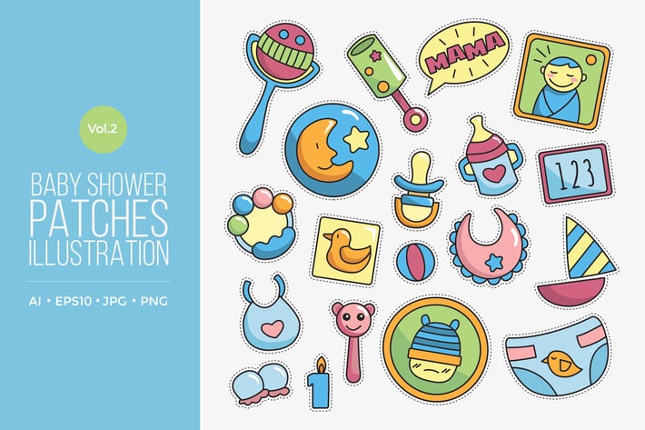 Cute Baby Fashion Patches Vector Vol.2
