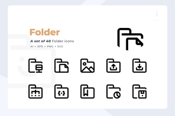 Material Icon - 40 Folder icon set