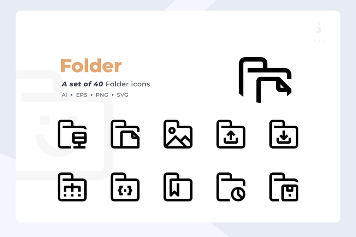 Material Icon - 40 Folder icon set