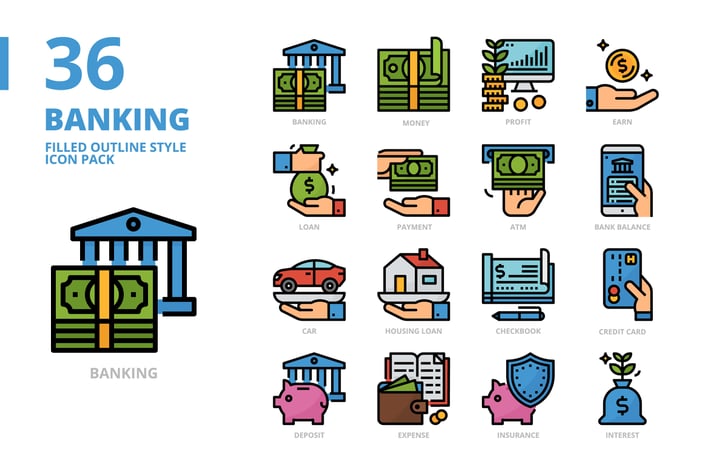 Banking Filled Outline