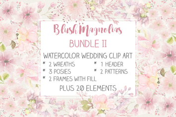 Blush Magnolias: Wedding Clip Art Set II