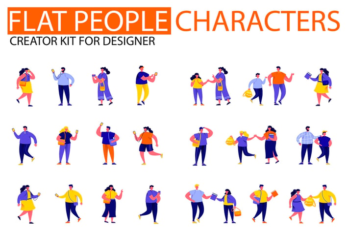 Modern Flat People Character Creator Kit