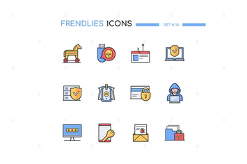 Computer Attacks - Line Design Style Icons