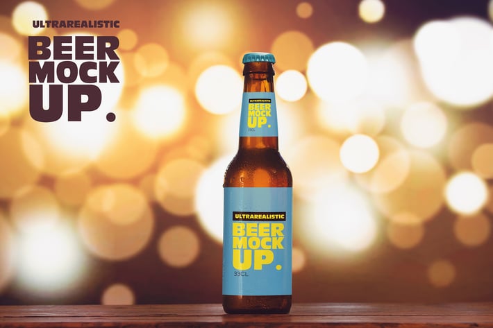 Blurred Lights Beer Mockup