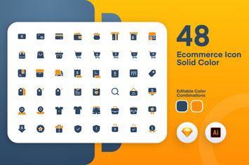 Ecommerce Solid Color Icon Set