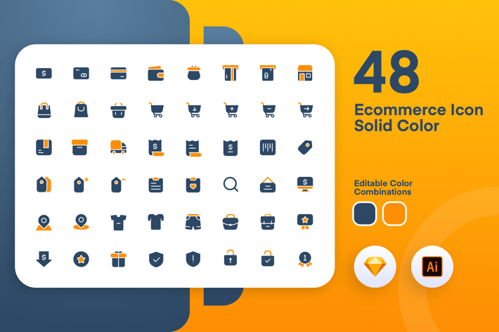 Ecommerce Solid Color Icon Set