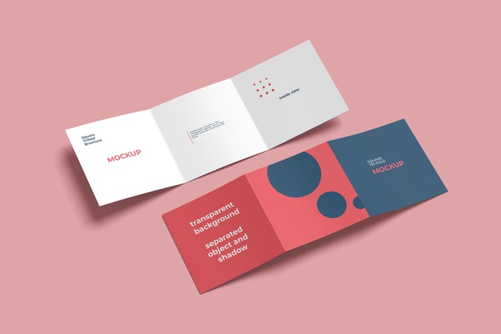 Square Triold Brochure Mockups Set