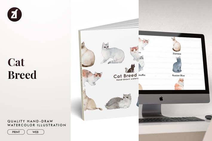 Cat Breed hand-drawn illustration