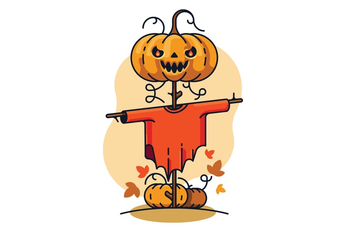 Scarecrow pumpkin illustration