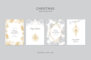 Christmas Greeting Card Vector Set