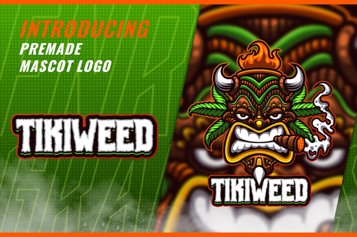 Tiki Weed Mask - Mascot Esport Logo Template