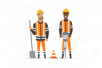 Road construction workers - vector illustration