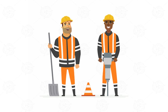 Road construction workers - vector illustration