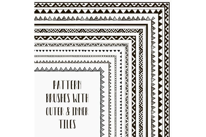 Vector pattern brushes. Hand-drawn Tribal Style.