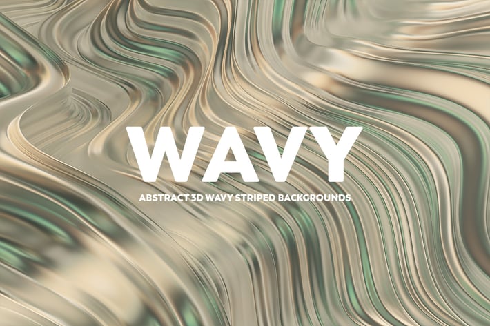 Abstract 3D Wavy Striped Backgrounds -Gold & Green