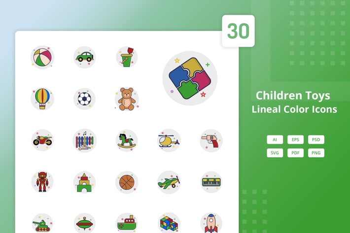 Children Toys - Lineal Color Icons