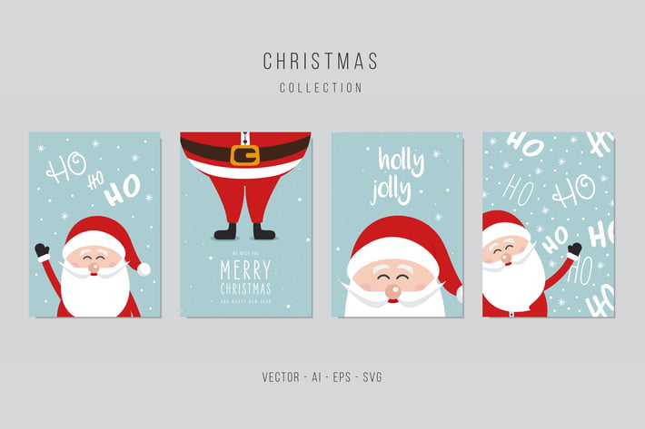 Christmas Santa Claus Vector Card Set vol.7