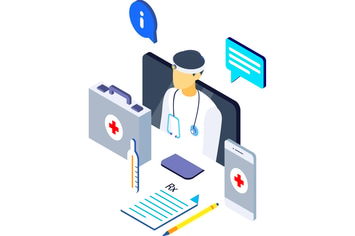 Online Treatment Isometric Illustration