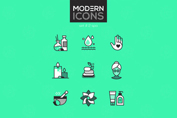 Beauty spa - set of line design style icons