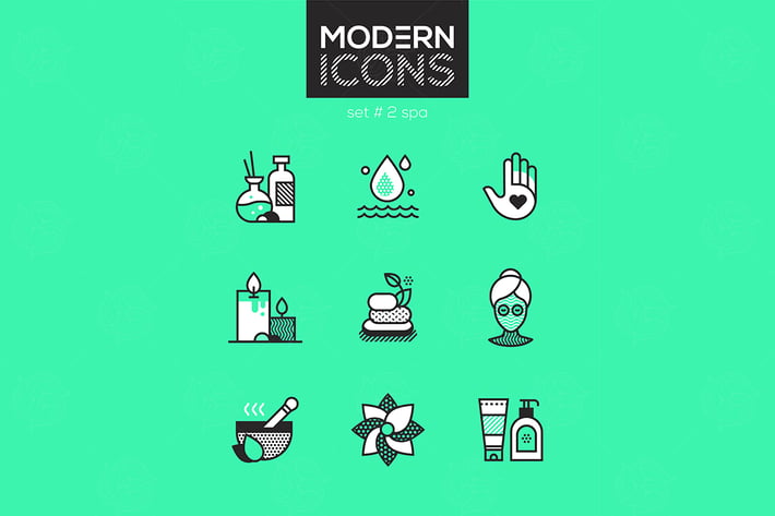 Beauty spa - set of line design style icons