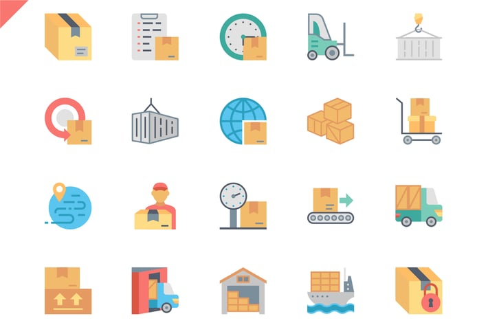 Simple Set Package Delivery Flat Icons