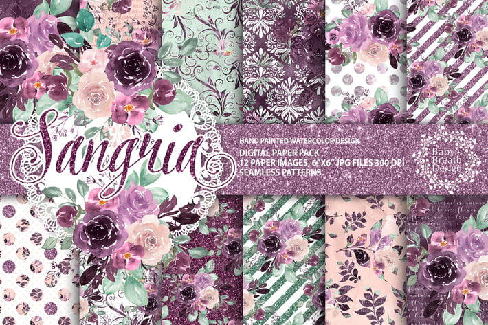 Sangria digital paper pack