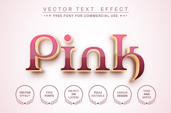 Pink gold - editable text effect,  font style.