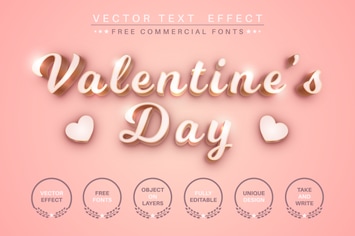 Valentine's day - editable text effect font style