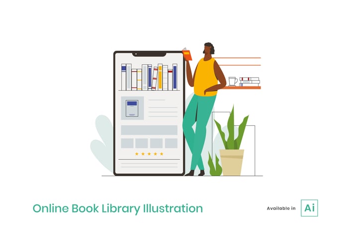 Online Book Library Illustration