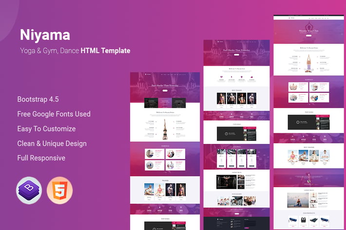  Niyama | Multipurpose Yoga & Gym, Dance HTML5 And